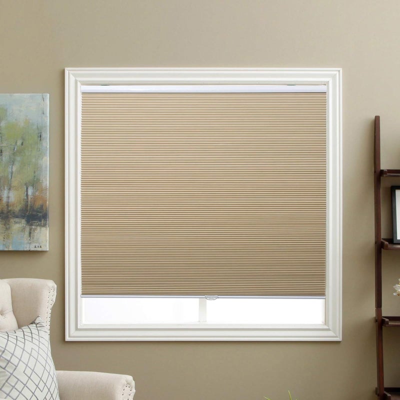 SBARTAR Blackout Cellular Shades Cordless Honeycomb Blinds Fabric Window Shades, 28x64 inch, Ivory Beige(Blackout) - Image 1